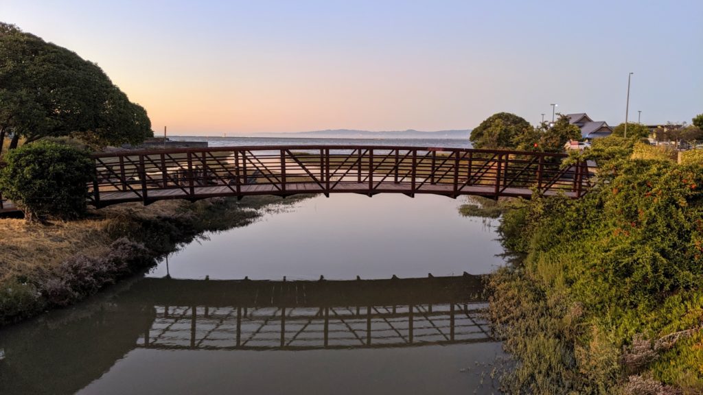 Mills Creek looking toward bay in Burlingame, CA